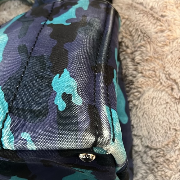 PRADA LARGE CANAPA DENIM ARMY BLUE PRINT - Picture 11 of 17